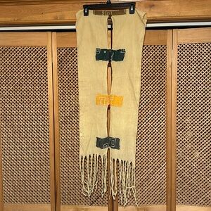 Women’s Gauze Scarf/Wrap in BONE w/Art Dyed adornments. (537)
